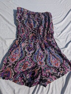 Angie Women's Bohemian Romper – Purple Pattern